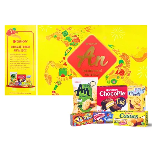 Hộp Bánh Tết Orion Tài Lộc 2 - Bộ Quà Tết Con Ngựa Orion An Tài Lộc 2 Hộp 873,3g Gồm 6 Món