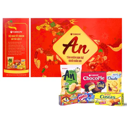 Hộp Bánh Tết Orion Tài Lộc 2 - Bộ Quà Tết Con Ngựa Orion An Tài Lộc 2 Hộp 873,3g Gồm 6 Món