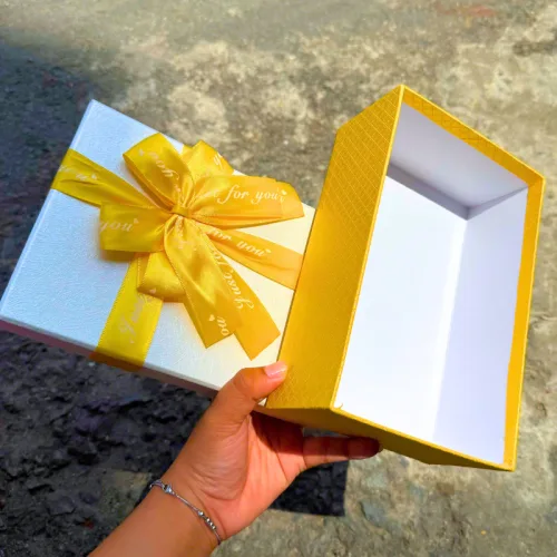 Hộp Quà Giấy Chữ Nhật Lớn Nhiều Màu Nắp Rời Có Thắt Nơ - Hộp Không Có Hoa Rơm