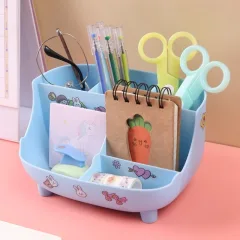 Hộp Đựng Bút 6 Ngăn Tặng Kèm Sticker Dễ Thương 19x14x10.5cm