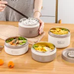 Hộp cơm 3 ngăn 14x22.2cm kèm túi đựng, thìa và muỗng