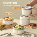 Hộp cơm 3 ngăn 14x22.2cm kèm túi đựng, thìa và muỗng
