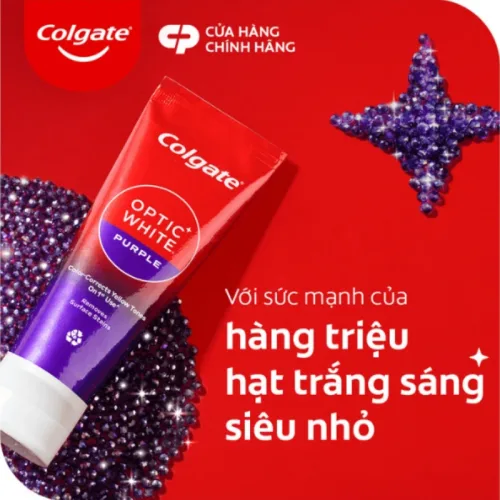 Kem đánh răng Colgate Optic White Purple 150g, hộp 50% thêm