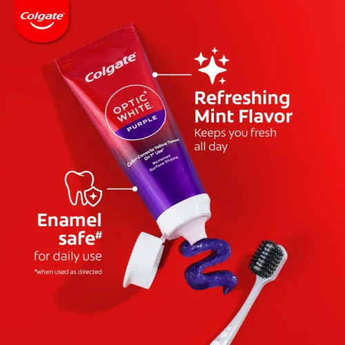 Kem đánh răng Colgate Optic White Purple 150g, hộp 50% thêm