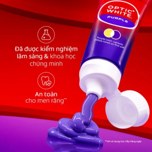 Kem đánh răng Colgate Optic White Purple 150g, hộp 50% thêm
