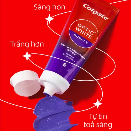 Kem đánh răng Colgate Optic White Purple 150g, hộp 50% thêm