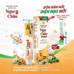 Kem Đánh Răng Ngọc Châu Truyền Thống 170g/Tuýp - Kem Đánh Răng Dược Liệu + Tặng 1 Bài Chải Đánh Răng( Tuýp Lớn)