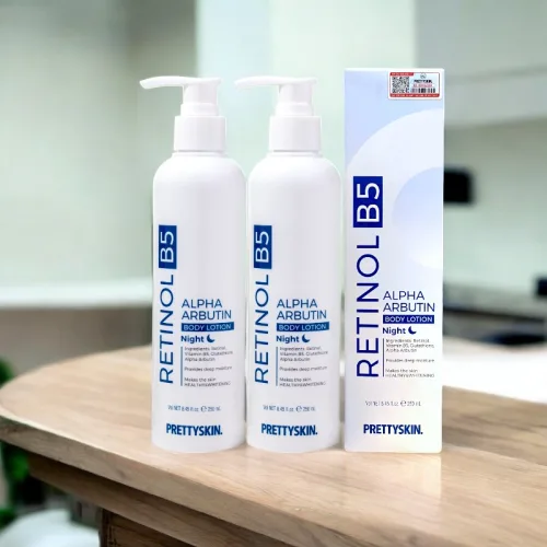 Pretty Skin Body Lotion ban đêm màu xanh Retinol B5 Alpha Arbutin 250ml