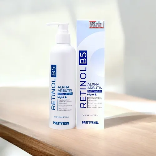Pretty Skin Body Lotion ban đêm màu xanh Retinol B5 Alpha Arbutin 250ml