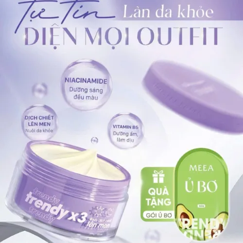 Bảng giá sỉ kem Body Trendy Meea Origin Dịch Chiết Lên Men - Tặng 1 Gói Ủ Bơ Meea
