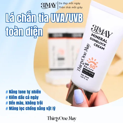 Kem Chống Nắng 31 May Mineral Sunblock Cream SPF50+ PA++++ 50ml