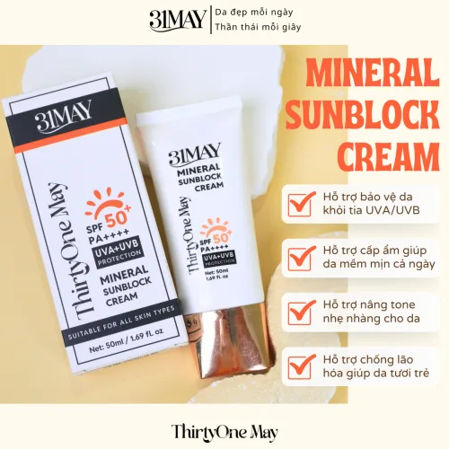 Kem Chống Nắng 31 May Mineral Sunblock Cream SPF50+ PA++++ 50ml