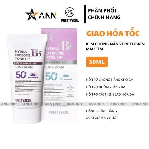 Kem chống nắng Pretty Skin Hydra B5 Exosome Tone Up màu tím 50ml
