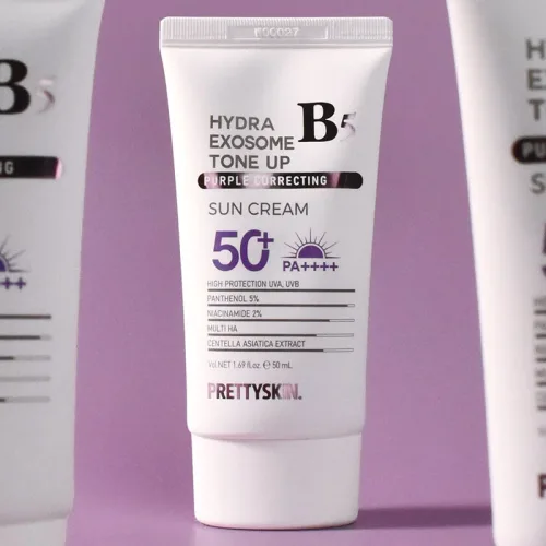 Màu tím là phần hiệu ứng nhìn thấy sau khi thoa — Kem Chống Nắng Pretty Skin Hydra