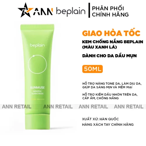 Bảng giá sỉ kem Chống Nắng Beplain Sunmuse Màu Xanh Lá - Dành Cho Da Dầu Mụn 50ml