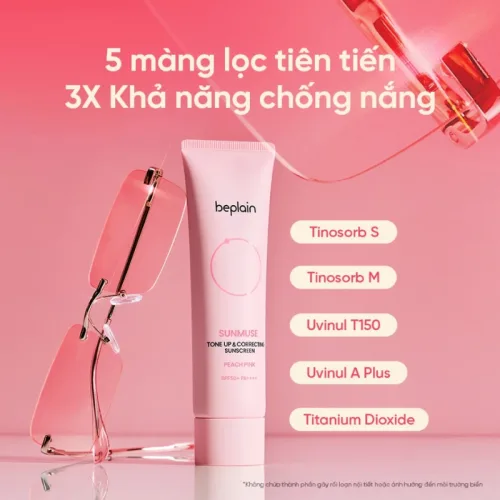 Beplain Sunmuse Tone Up Pink Peach màu hồng dâu, 50ml
