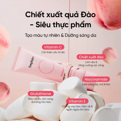 Beplain Sunmuse Tone Up Pink Peach màu hồng dâu, 50ml