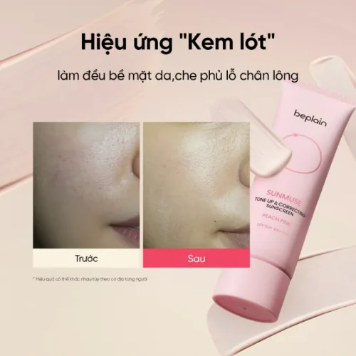Beplain Sunmuse Tone Up Pink Peach màu hồng dâu, 50ml
