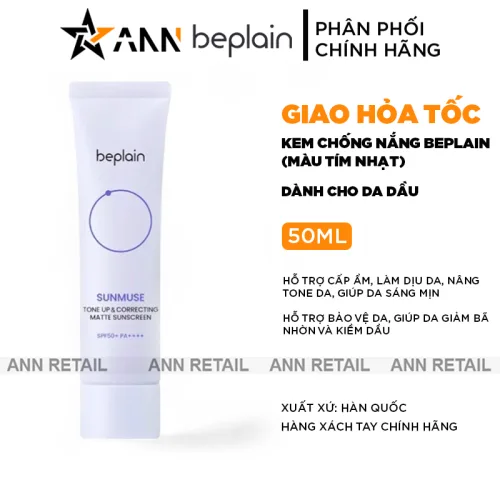 Beplain Sunmuse Tone Up kem chống nắng màu tím nhạt cho da dầu 50ml