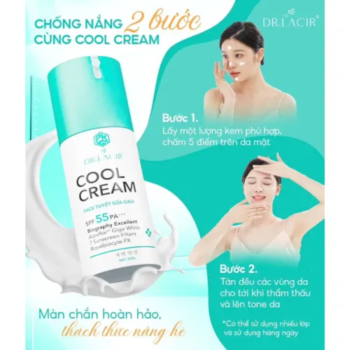 Cool Cream Dr Lacir qua hai chai nắp xanh trong nắng cửa sổ