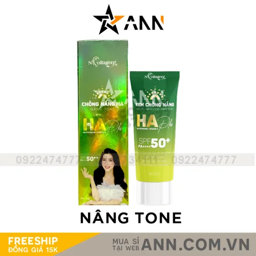 Kem chống nắng nâng tone HA Plus N Collagen SPF 50++ 50g