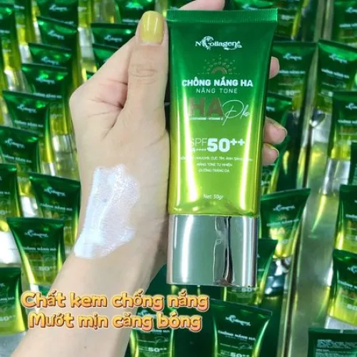 Kem chống nắng nâng tone HA Plus N Collagen SPF 50++ 50g