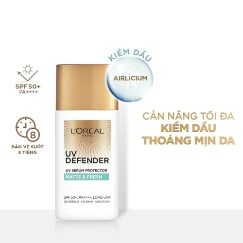 Kem Chống Nắng Loreal Paris Kiềm Dầu Thoáng Mịn Da Matte &amp; Fresh With Airlicium SPF50+ PA++++ 50ml