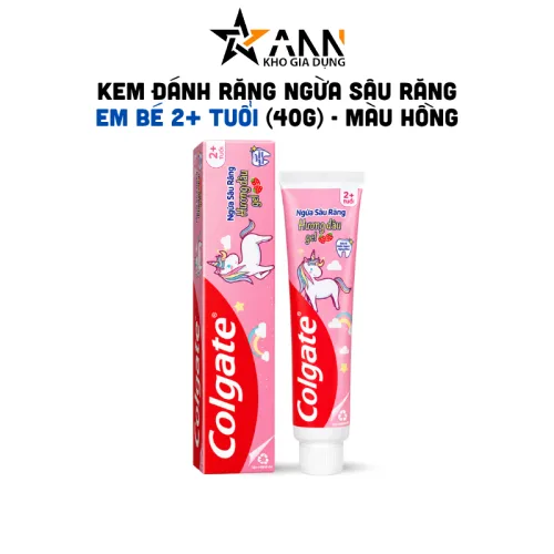 Kem Đánh Răng Ngừa Sâu Răng Em Bé 2+ Tuổi Hương Dâu Dạng Gel Colgate 40g - Màu Hồng