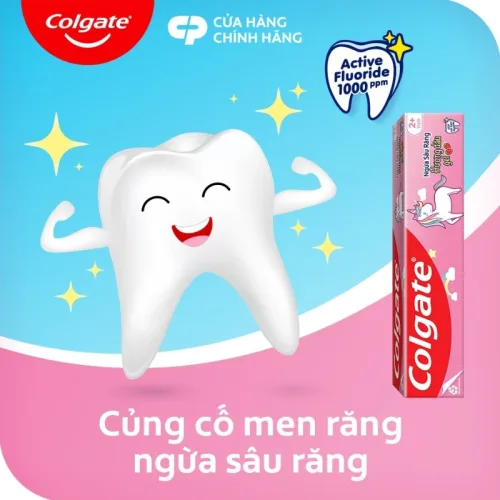 Kem Đánh Răng Ngừa Sâu Răng Em Bé 2+ Tuổi Hương Dâu Dạng Gel Colgate 40g - Màu Hồng
