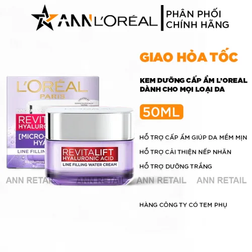 Phân phối kem Dưỡng Siêu Cấp Ẩm Loreal Paris Revitalift Hyaluronic Acid Line Filling Water 50ml