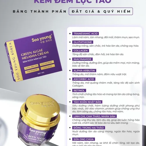 Phân phối kem Face Tím Giảm Nám Soo Young Mini Green Algae Melasma Cream