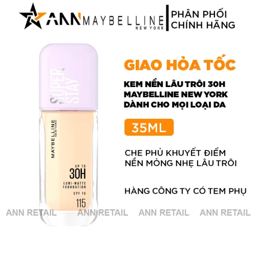 Kem nền Maybelline New York Super Stay Up To 30H SPF16 nắp tím 35ml