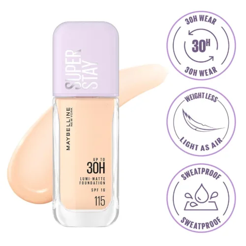 Kem nền Maybelline New York Super Stay Up To 30H SPF16 nắp tím 35ml