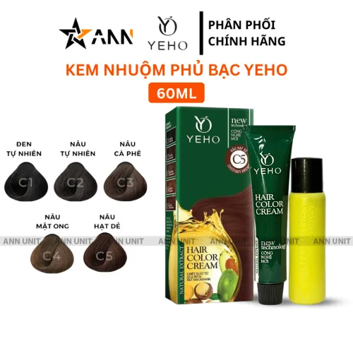Kem nhuộm phủ bạc Yeho 60 ml, chọn màu C1, C2, C3, C4 hoặc C5