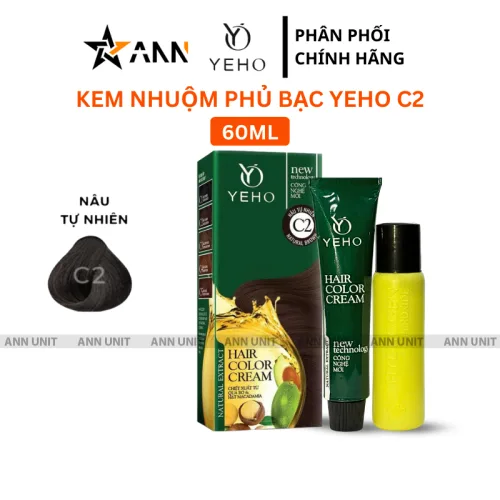 Kem nhuộm Yeho C2 phủ bạc màu nâu tự nhiên 60ml
