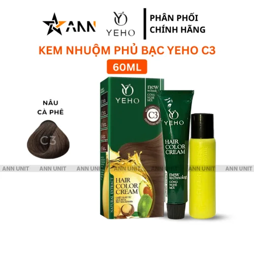 Sỉ kem Nhuộm Phủ Bạc Yeho C3 Màu Nâu Cà Phê - Kem Nhuộm Yeho