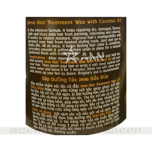 Kem ủ tóc Jena Hair Treatment Wax tinh dầu dừa 500gr