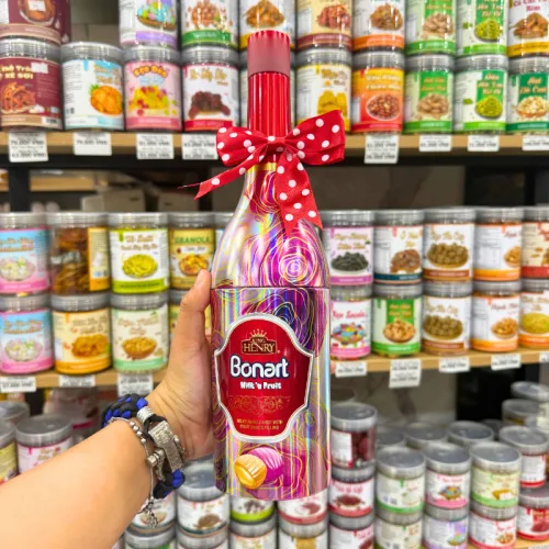 Kẹo Cứng Sữa Trái Cây BONART KING HENRY Chai Rượu Hoa Hồng 3 Màu 110g