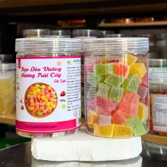 Sỉ kẹo Dẻo Vuông Hương Trái Cây - Kẹo Dẻo Đà Lạt Thơm Ngon 500g - Hũ Pet