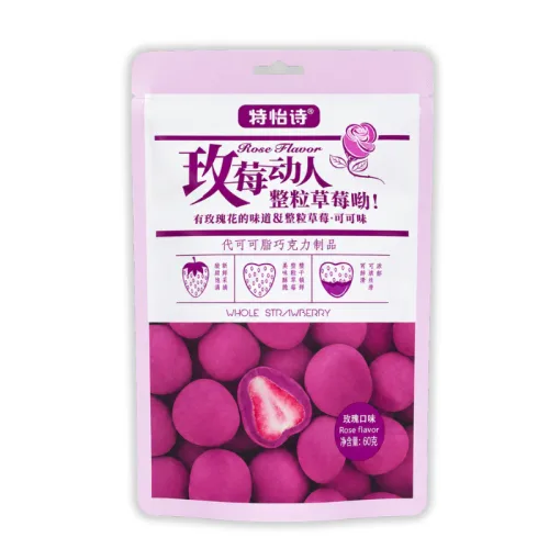 Hình ảnh Kẹo Socola Bọc Dâu Tây Thơm Ngon Vị Hoa Hồng 60g - Bịch Hồng trong bộ sưu tập Kẹo cứng, kẹo dẻo, singum, socola
