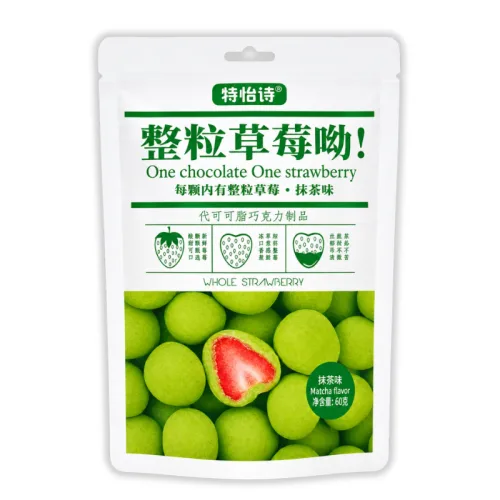 Kẹo Socola Bọc Dâu Tây Thơm Ngon Vị Matcha 60g - Bịch Xanh Lá phù hợp để tham khảo khi chọn Kẹo cứng, kẹo dẻo, singum, socola
