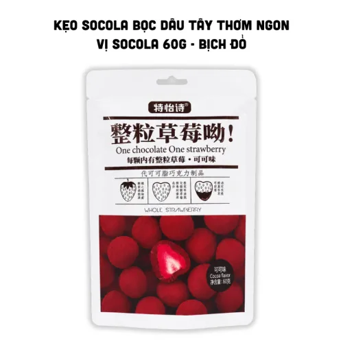 Kẹo Socola Bọc Dâu Tây Thơm Ngon Vị Socola 60g - Bịch Đỏ
