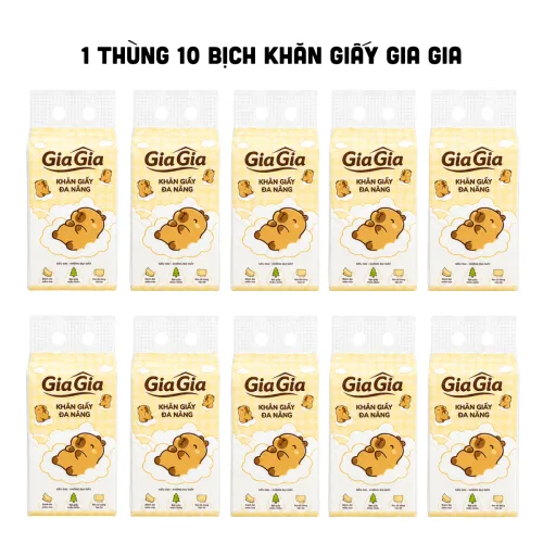 Khăn Giấy Đa Năng Gia Gia Siêu Dai - Thùng 10 Bịch