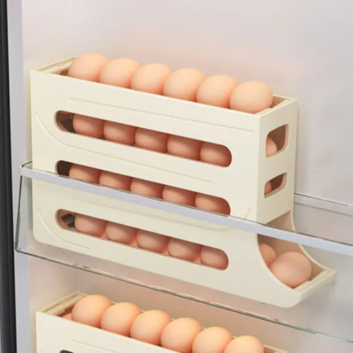 Khay Đựng Trứng Tự Lăn - Khay Đựng Trứng 4 Tầng Thiết Kế Gọn Gàng