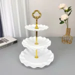 Khay Nhựa Hoa Trắng 3 Tầng - Khay Đựng Mứt Bánh Kẹo Tết 34x25cm