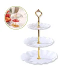 Khay Nhựa Hoa Trắng 3 Tầng - Khay Đựng Mứt Bánh Kẹo Tết 34x25cm
