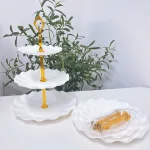 Khay Nhựa Hoa Trắng 3 Tầng - Khay Đựng Mứt Bánh Kẹo Tết 34x25cm