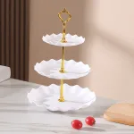 Khay Nhựa Hoa Trắng 3 Tầng - Khay Đựng Mứt Bánh Kẹo Tết 34x25cm