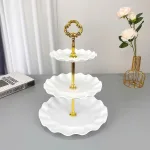 Khay Nhựa Hoa Trắng 3 Tầng - Khay Đựng Mứt Bánh Kẹo Tết 34x25cm
