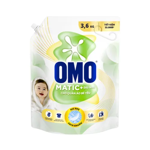 Nước Giặt OMO Matic Cửa Trước & Cửa Trên Dịu Nhẹ Cho Quần Áo Bé Yêu 3.6kg